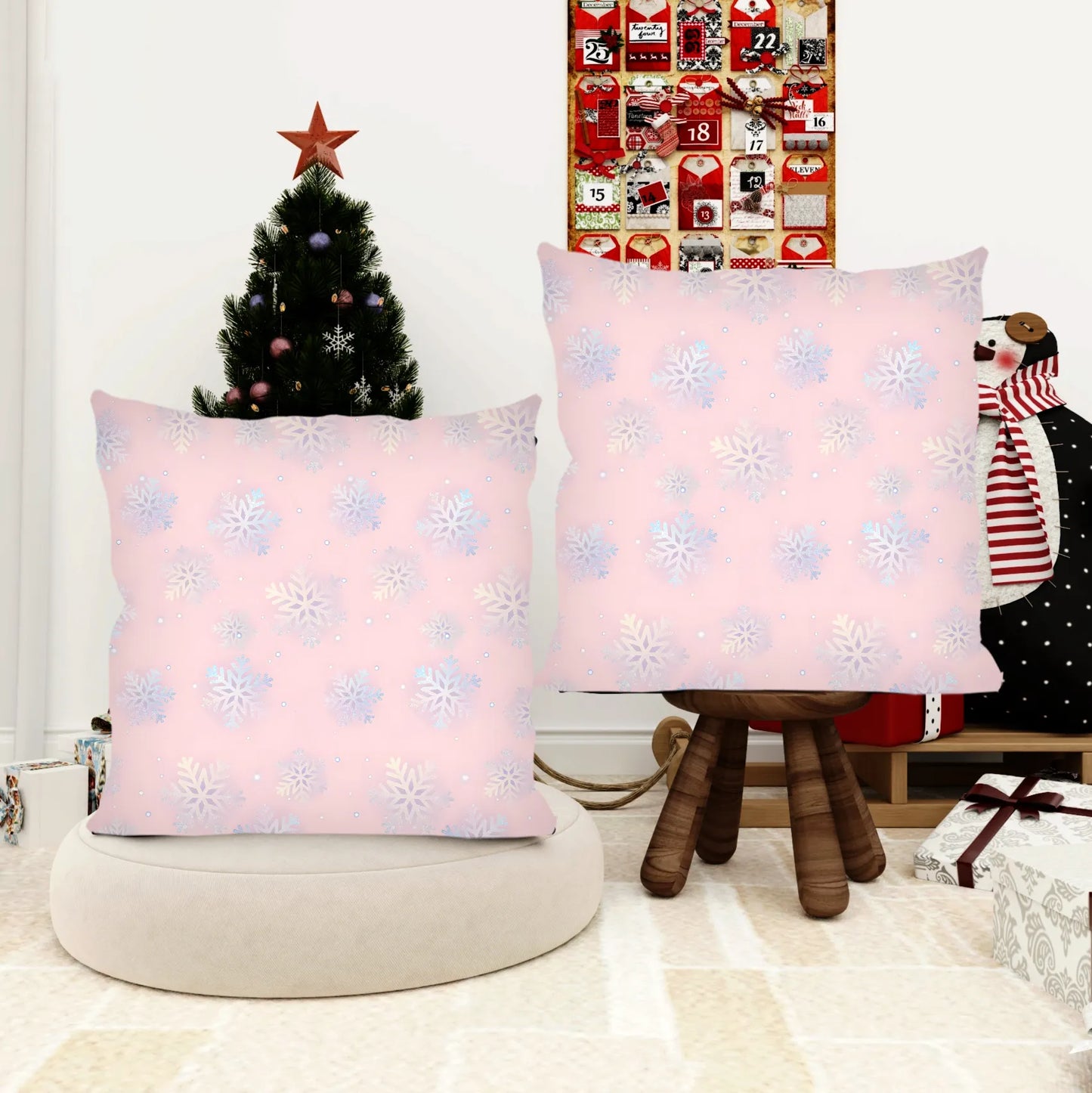Gradient snowflake pillow case