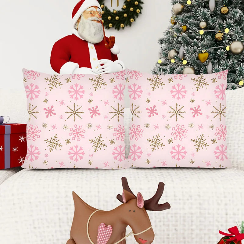 Pink personalized snowflake pillowcase
