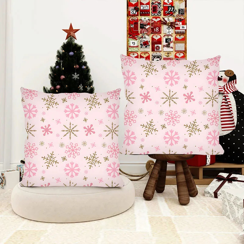 Pink personalized snowflake pillowcase