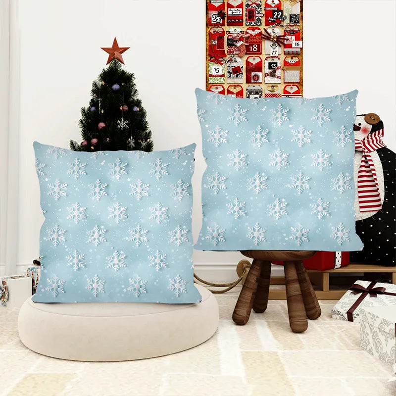 Blue snowflake pillowcase