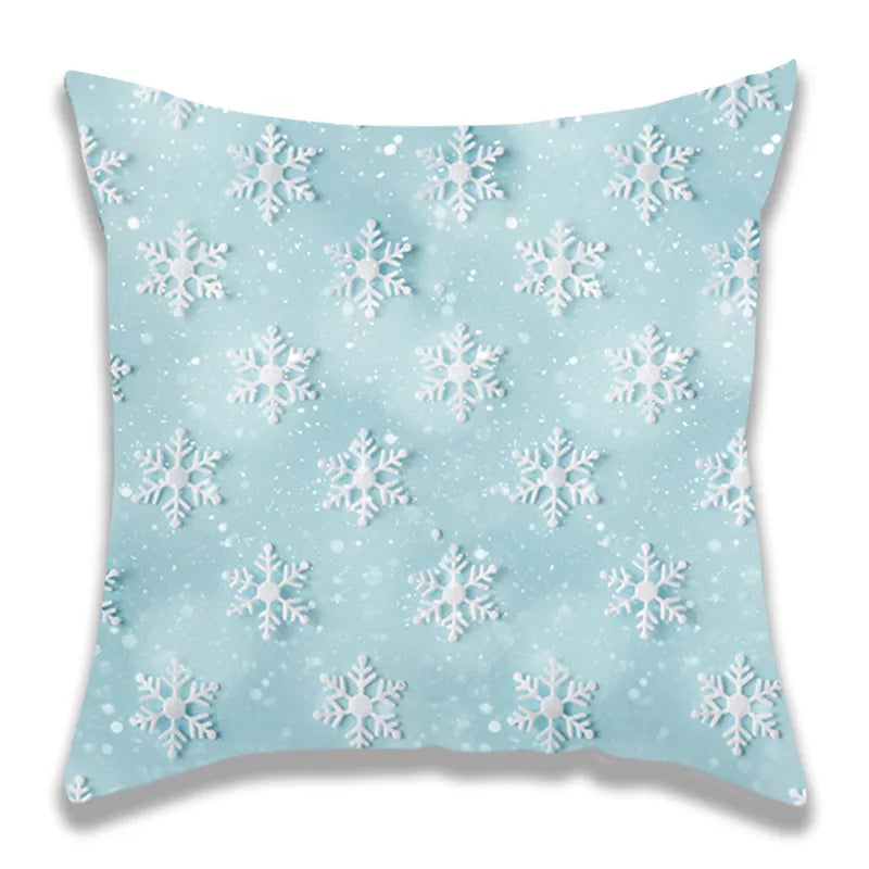 Blue snowflake pillowcase