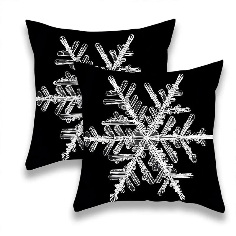 Black and white snowflake pillow cover
