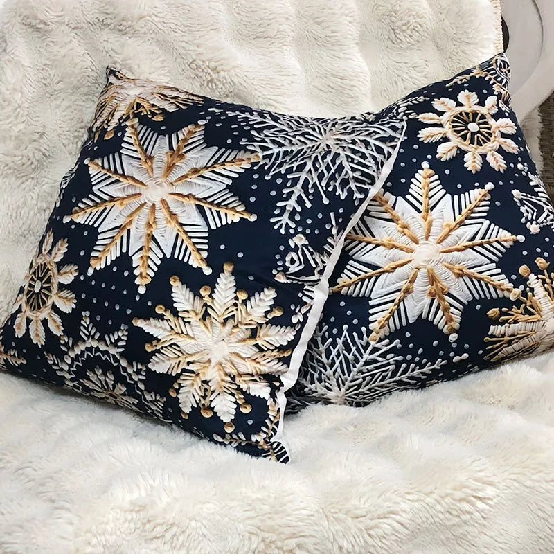 Champagne snowflakes pillow cover
