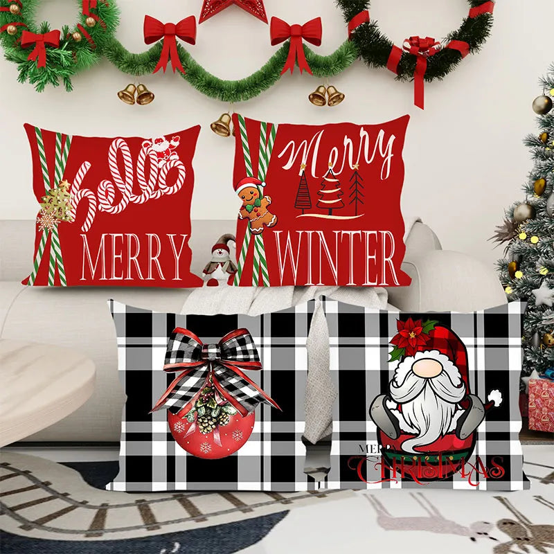 Christmas Word Throw Pillow Cover