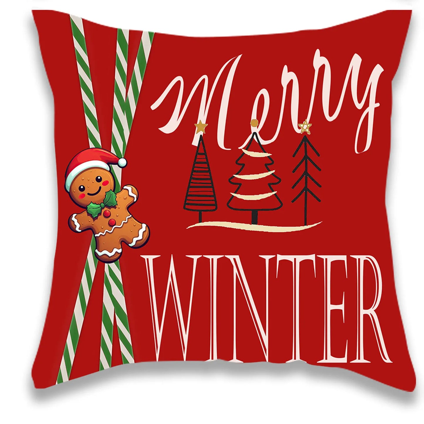 Christmas Word Throw Pillow Cover