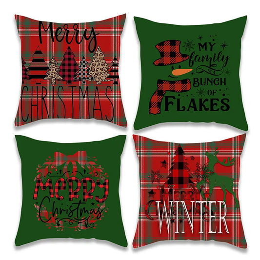 Christmas Red and Green Grid Pillow Cover