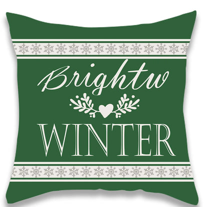 Green JOY Christmas Tree Pillow Cover