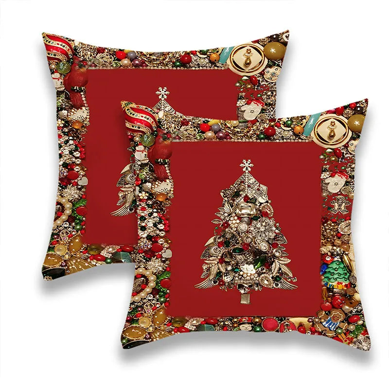 Traditional Style Christmas Tree Pillow Cover