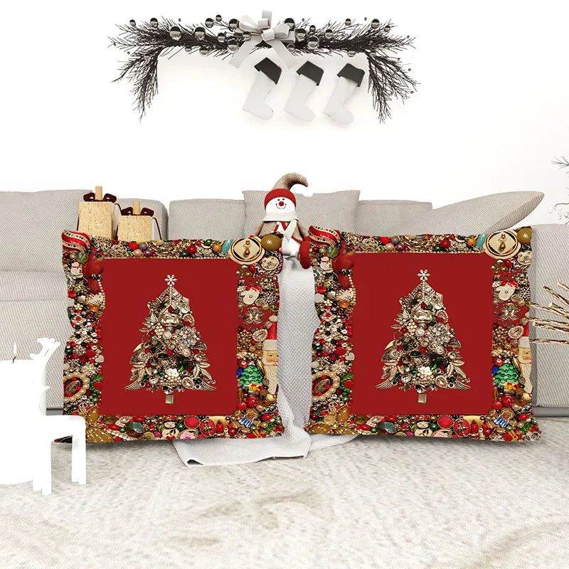 Traditional Style Christmas Tree Pillow Cover