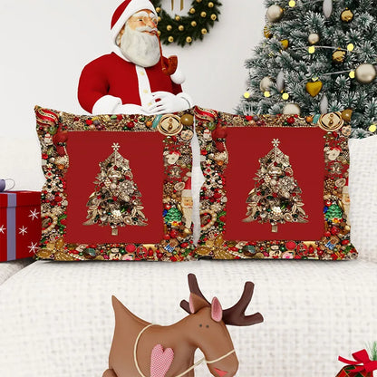 Traditional Style Christmas Tree Pillow Cover