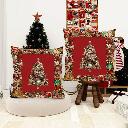 Traditional Style Christmas Tree Pillow Cover