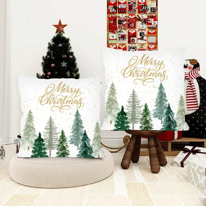 Watercolor Christmas Tree Pillow Cover