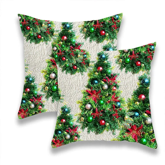 Festive Christmas Tree Pillow Cover