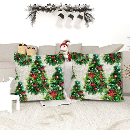 Festive Christmas Tree Pillow Cover