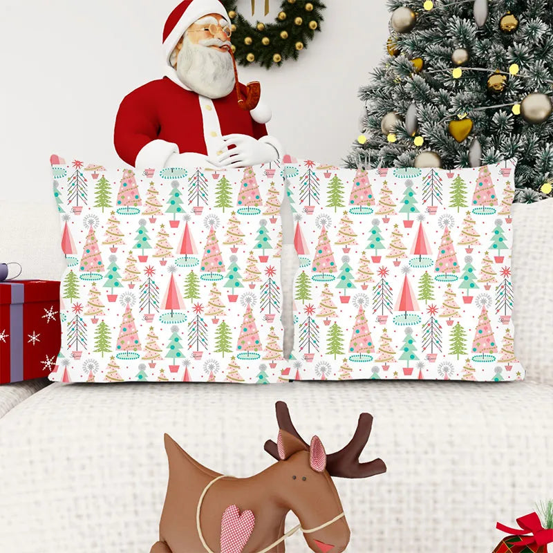 Christmas Colorful Christmas Tree Pillow Cover