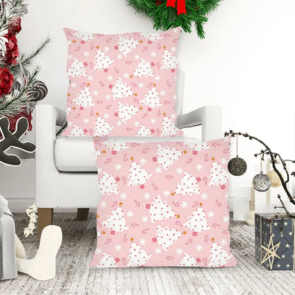 Christmas Pink Cartoon Christmas Tree Pillow Cover