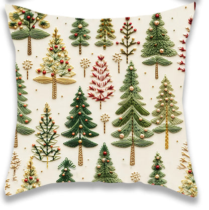 Christmas Winter Christmas Tree Snowman Pillow Cover