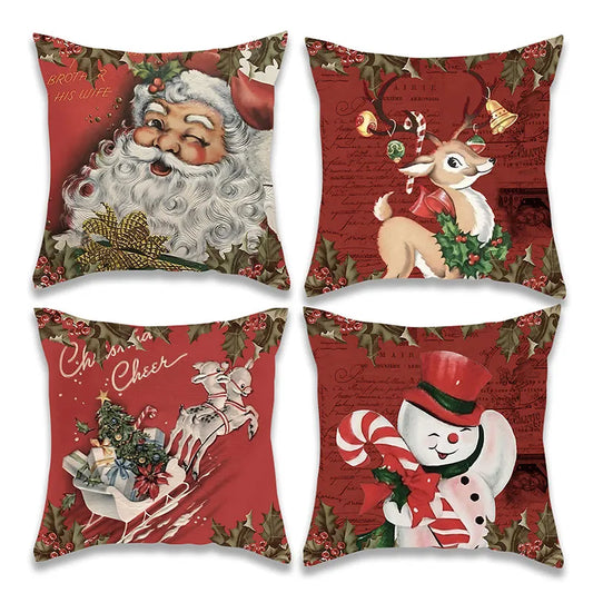 Christmas Retro Style Pillow Cover