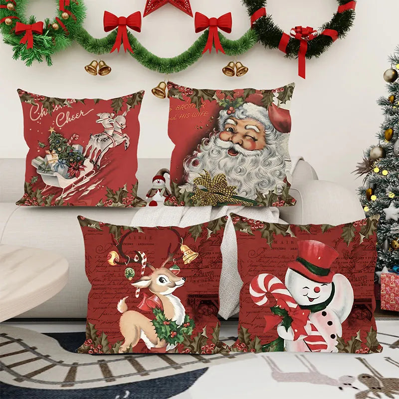 Christmas Retro Style Pillow Cover