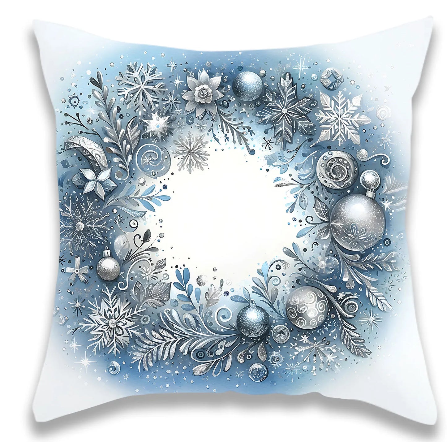 Christmas White Blue Style Pillow Cover