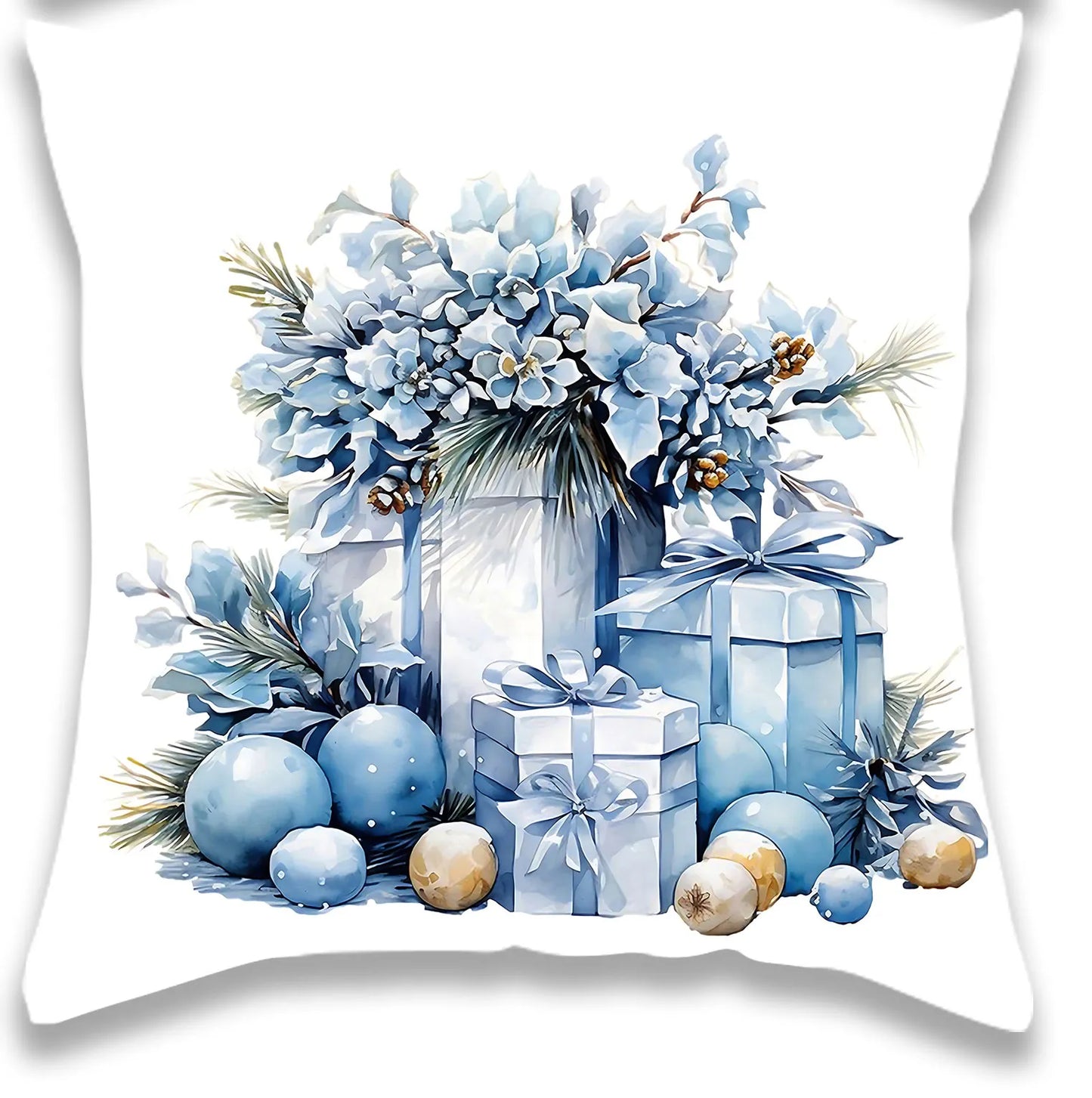 Christmas White Blue Style Pillow Cover