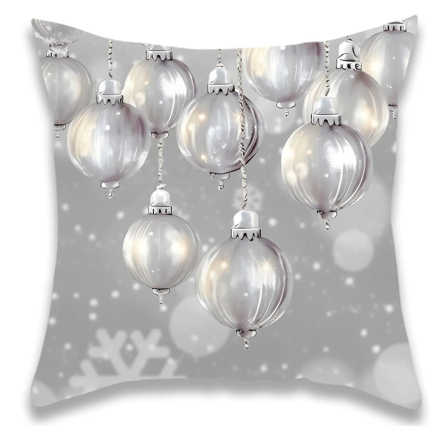 Christmas Silver Christmas Tree and Owl Pillow Cover