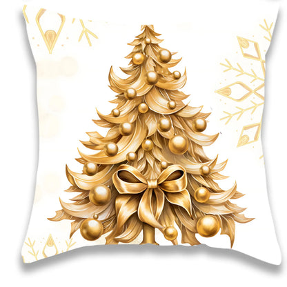 Christmas Golden Fireplace Elk Pillow Cover