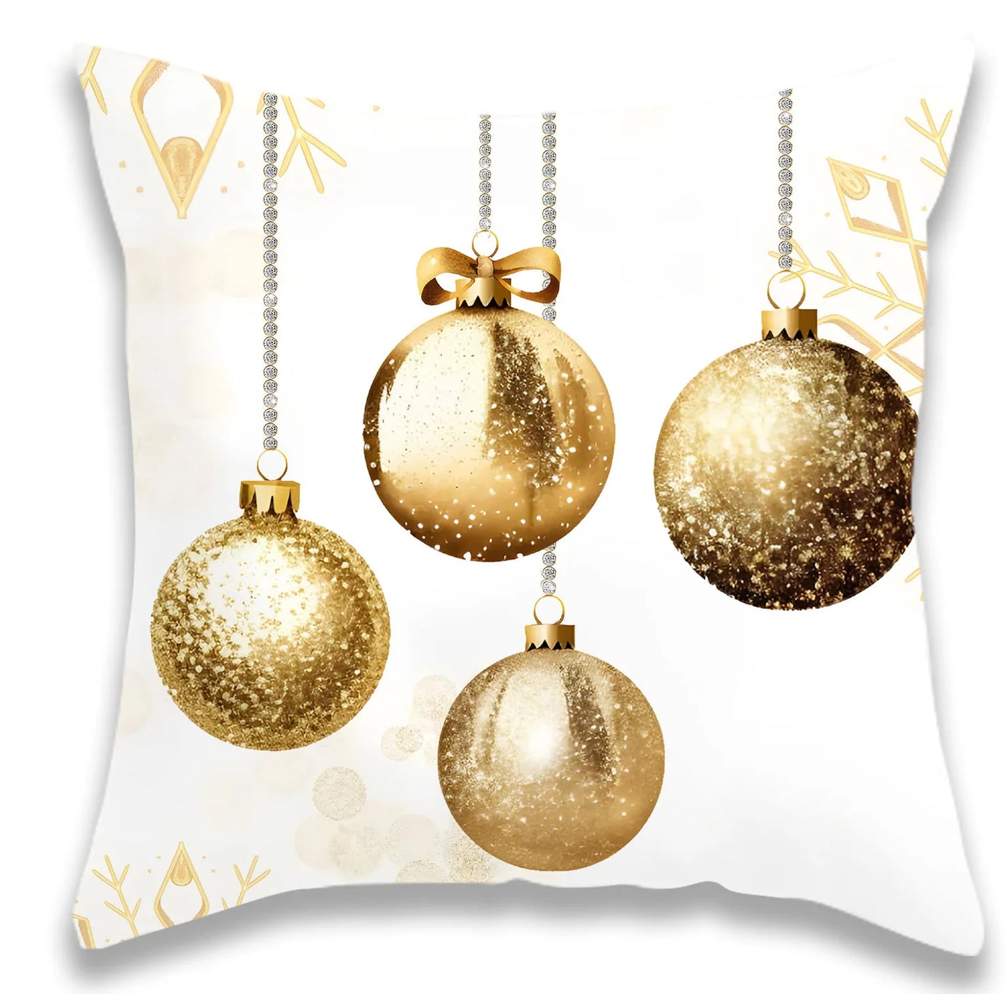 Christmas Golden Fireplace Elk Pillow Cover