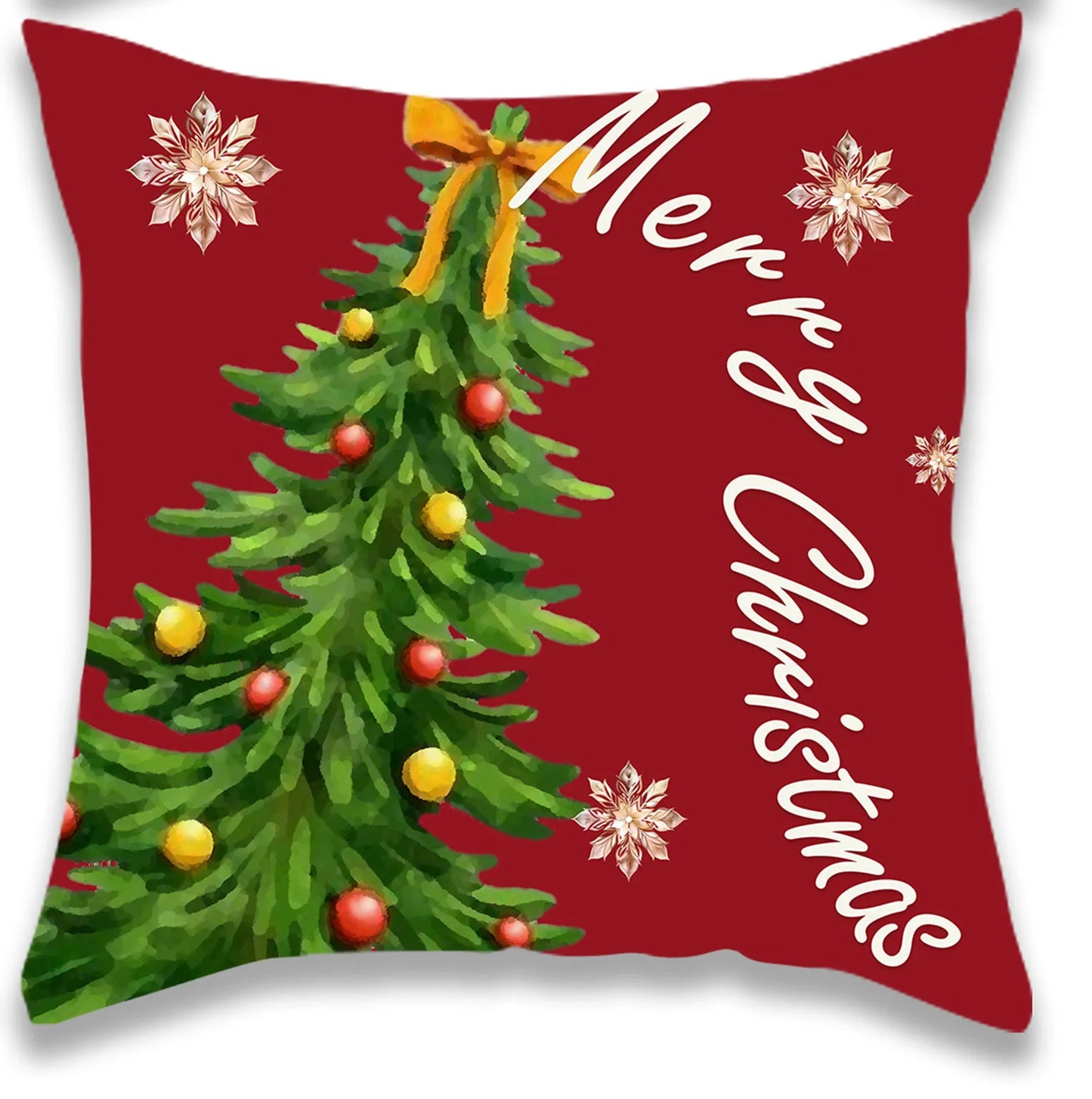 Christmas Red Gift Snowman Pillow Cover