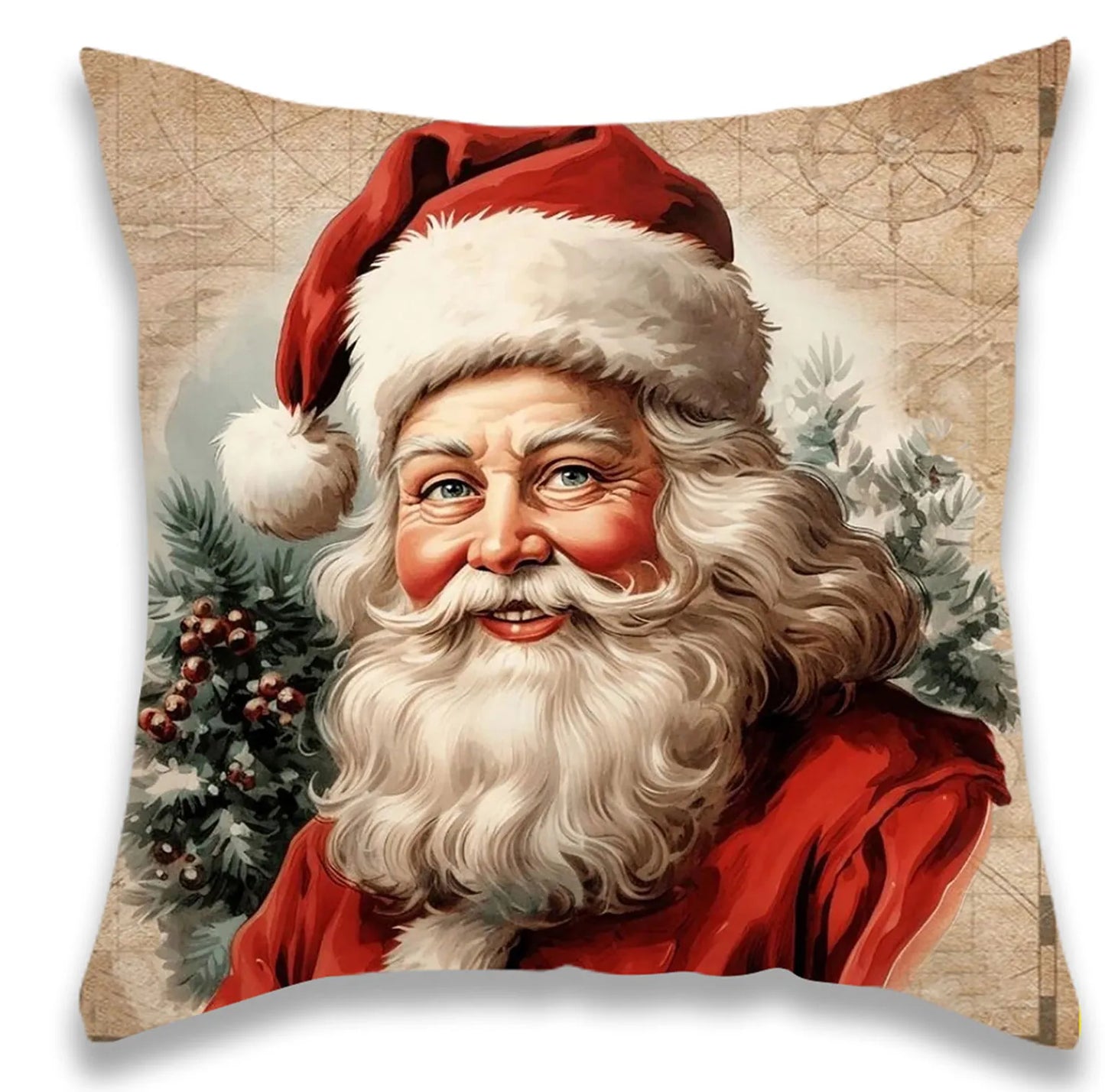 Christmas Santa Deer Train Pillow Cover