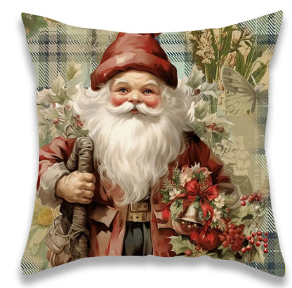 Christmas Santa and Animals Pillow Cover