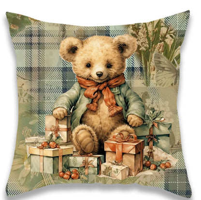 Christmas Santa and Animals Pillow Cover