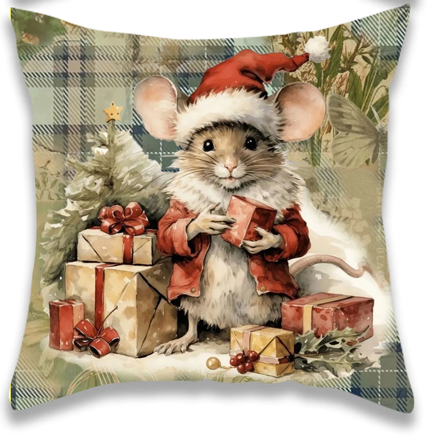 Christmas Santa and Animals Pillow Cover