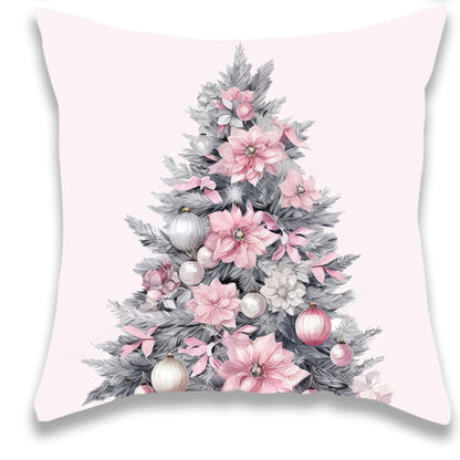 Christmas Pink Christmas Tree Pillow Cover