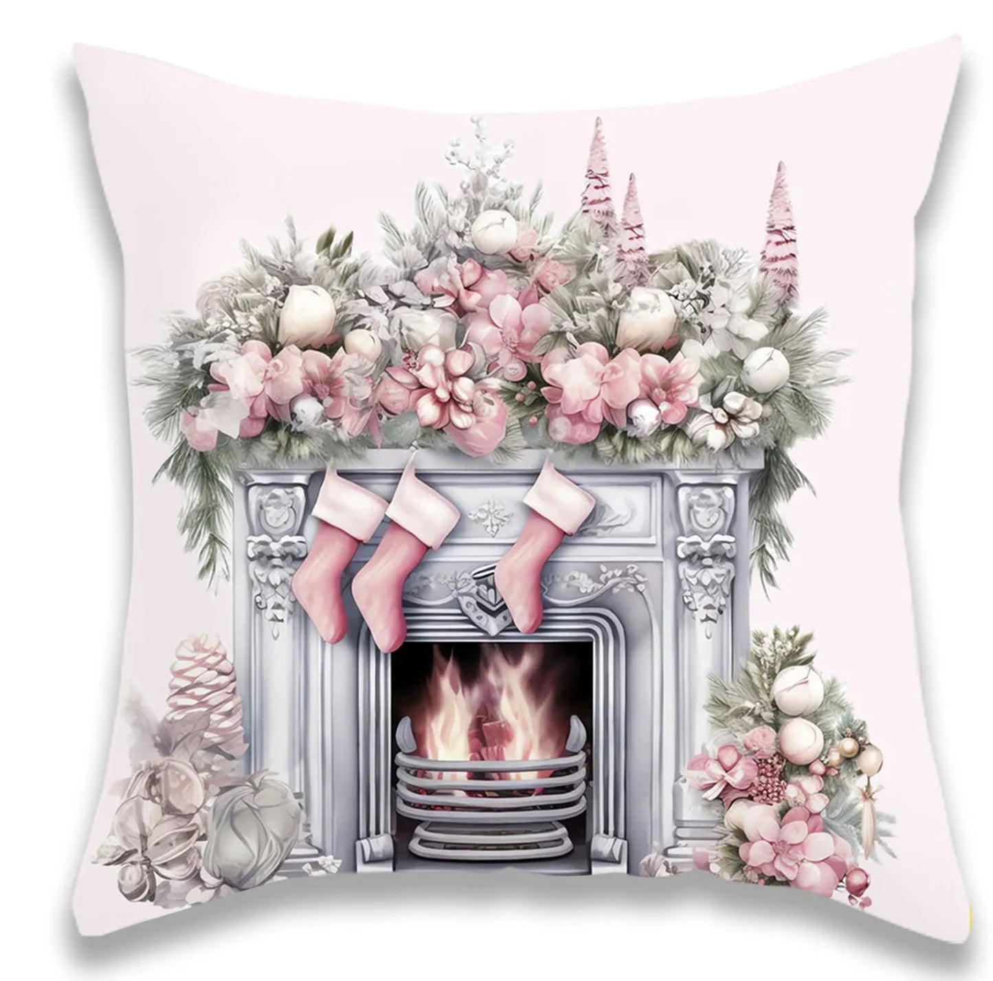 Christmas Pink Christmas Tree Pillow Cover