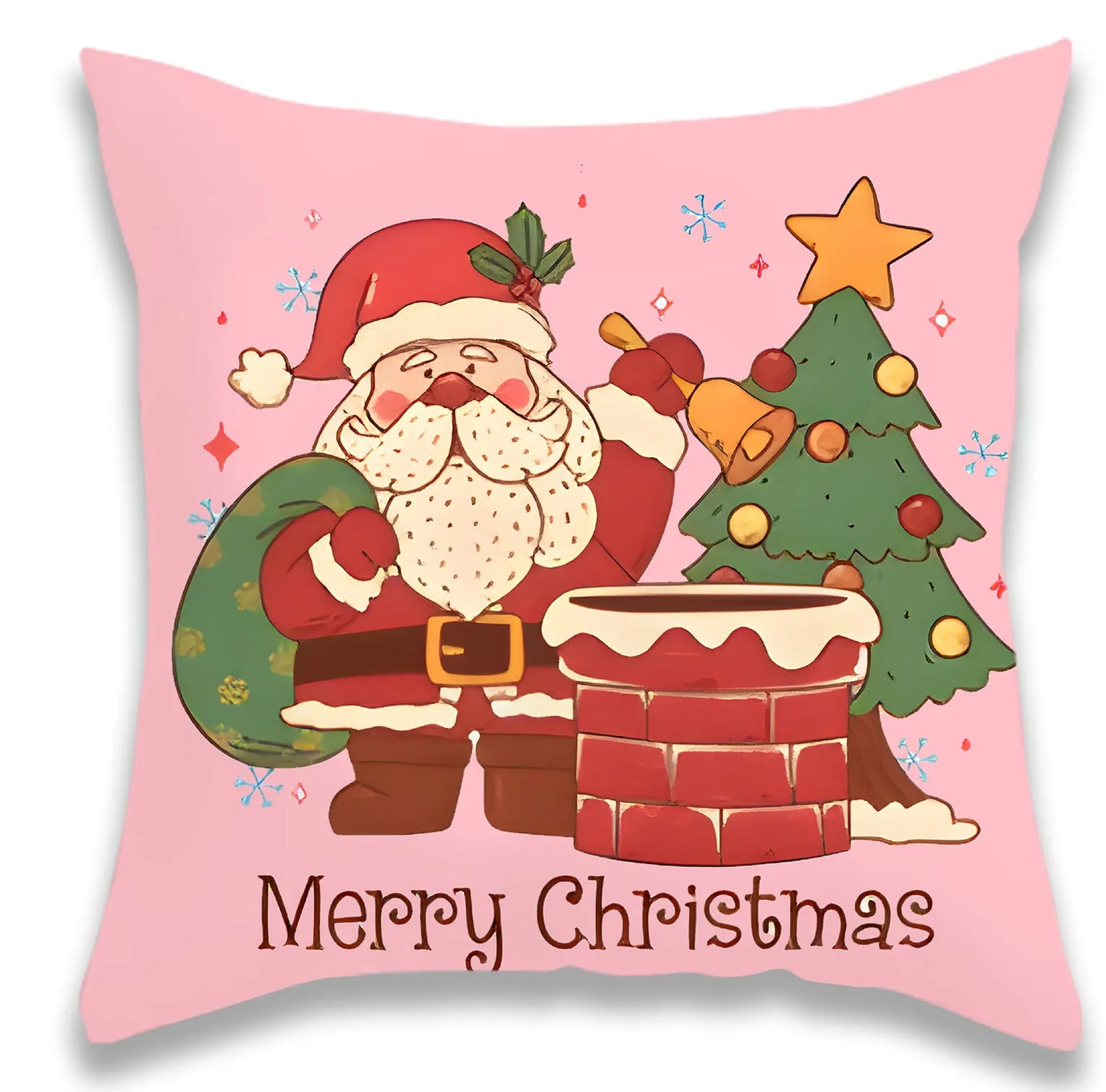 Christmas Pink Cartoon Pillow Cover