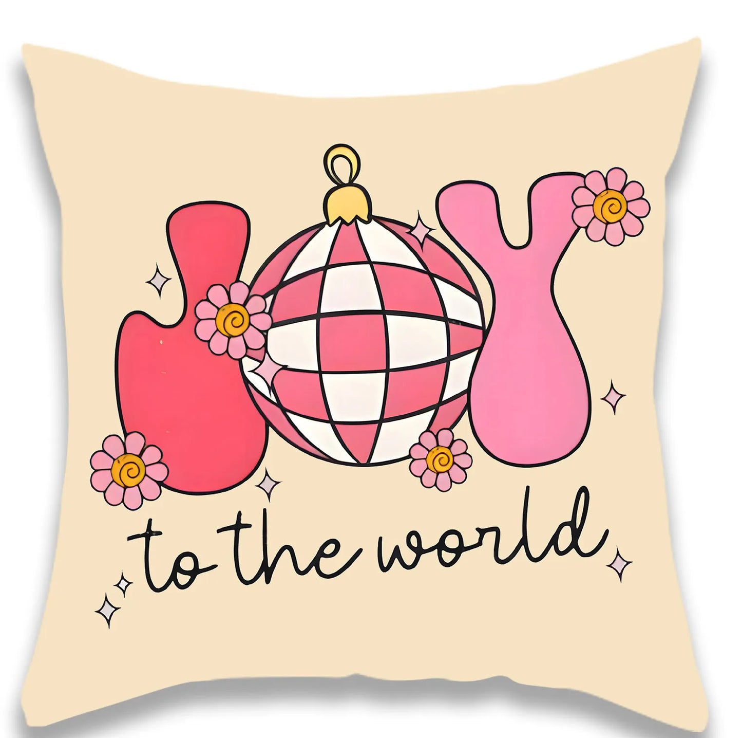 Christmas Pink Cartoon Pillow Cover