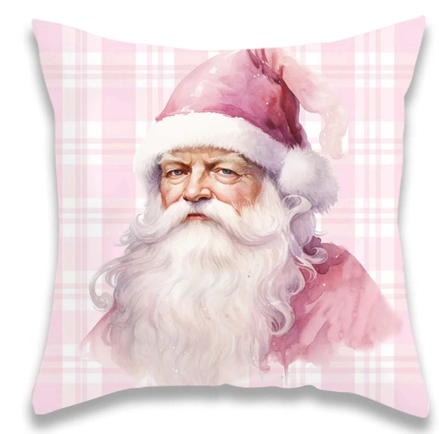 Christmas Pink Santa Claus and Gift Pillow Cover