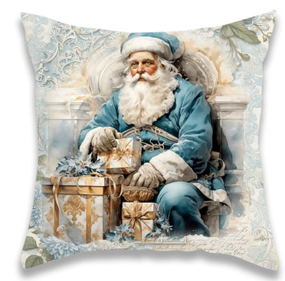 Christmas Santa Claus and Train Pillow Cover