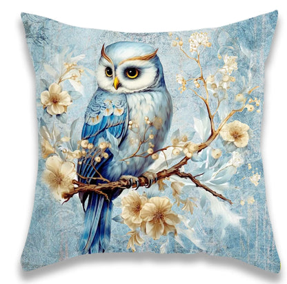 Christmas Blue and Animal Pillow Cover