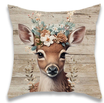 Christmas Snowman and Deer Pillow Cover