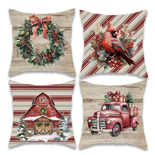 Christmas Vintage Wreath Pillowcase