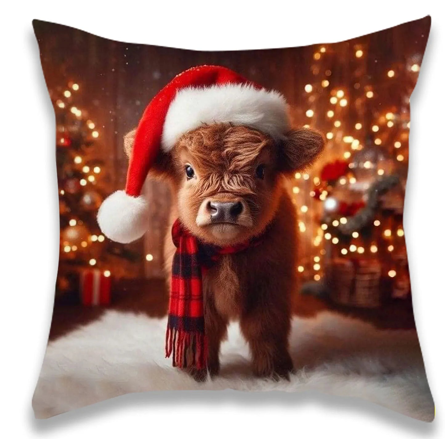 Christmas Cow Pillow Cover