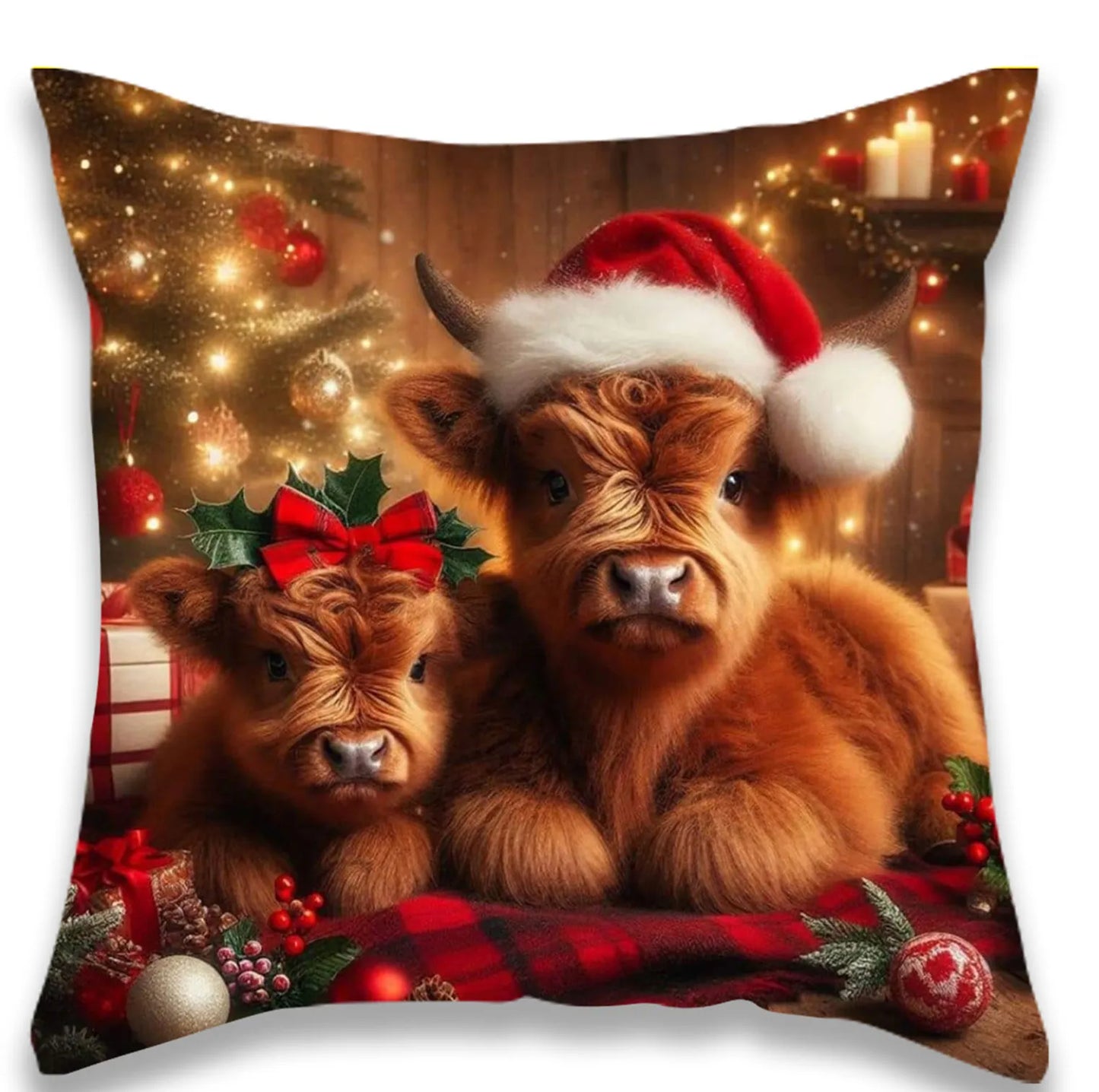 Christmas Cow Pillow Cover