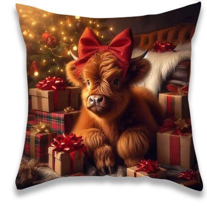 Christmas Cow Pillow Cover