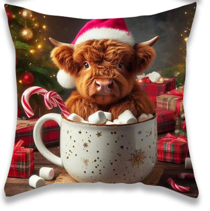 Christmas Cow Pillow Cover