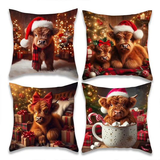 Christmas Cow Pillow Cover