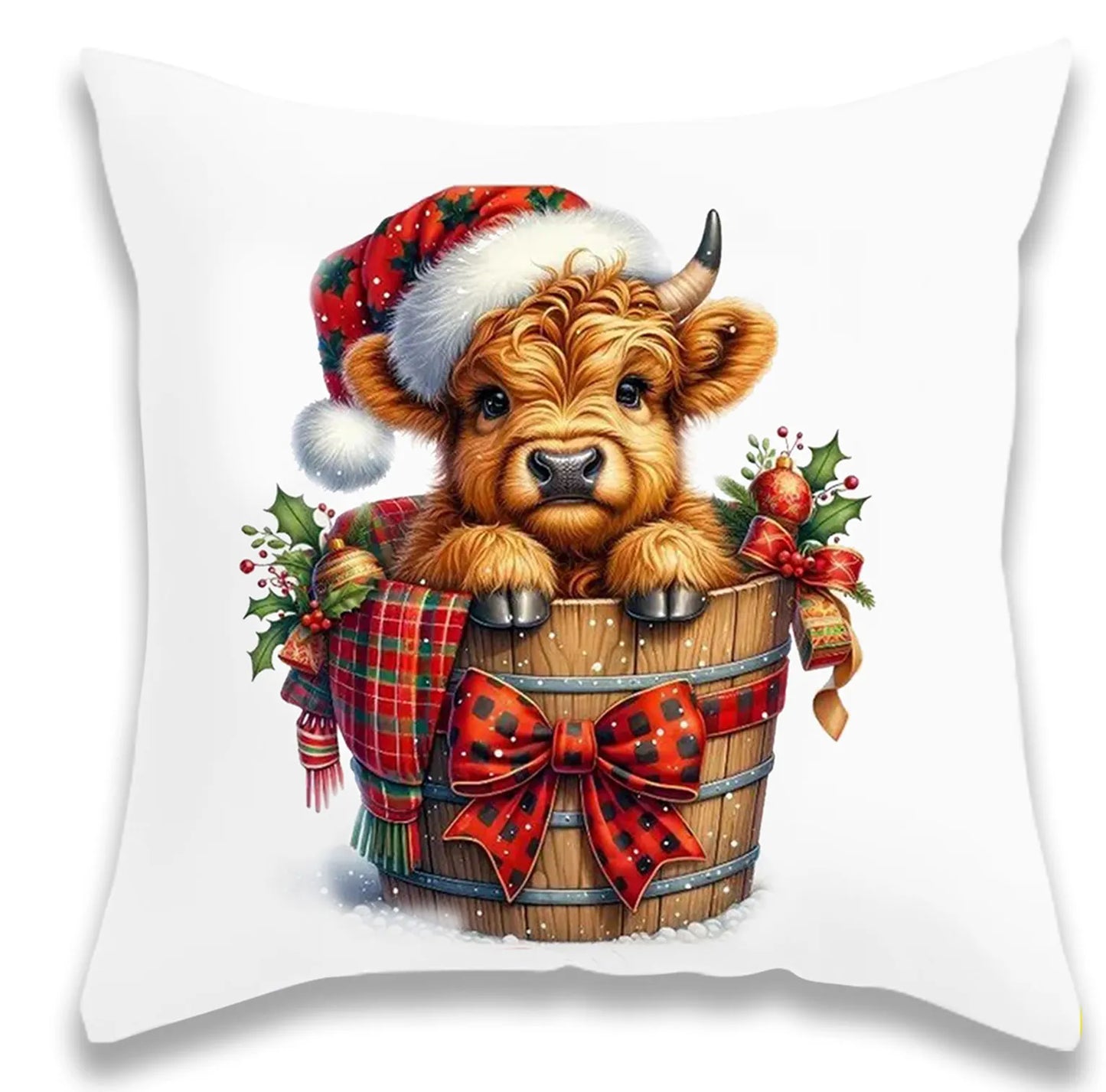 Christmas Cute Cow Pillow Cover