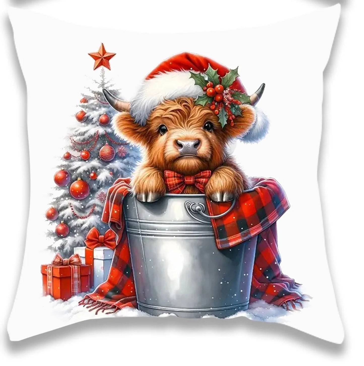 Christmas Cute Cow Pillow Cover