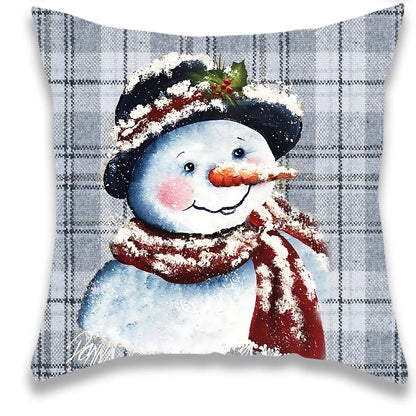 Christmas Snowman and Pickup Truck Pillow Cover